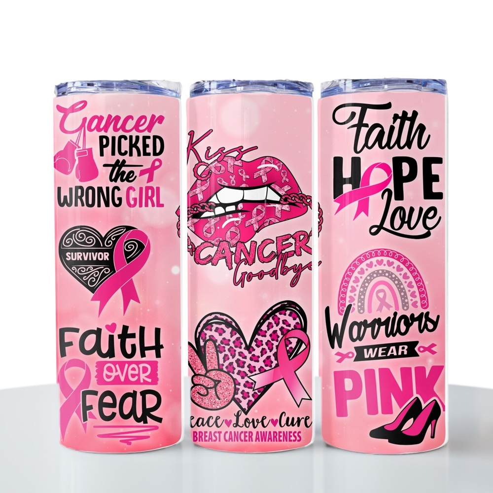 20oz Breast Cancer Tumbler Pink